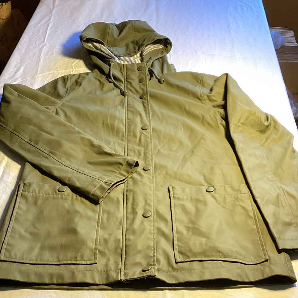 Women's Olive Hooded Rain/Utility Jacket